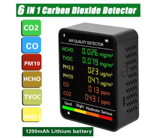 Medidor De Calidad De Aire 6 En 1 CO2