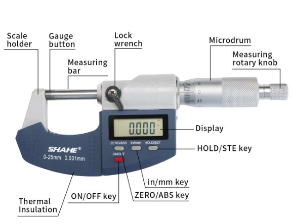 Micrometro digital de Alta precision 0.001 de 0-25mm