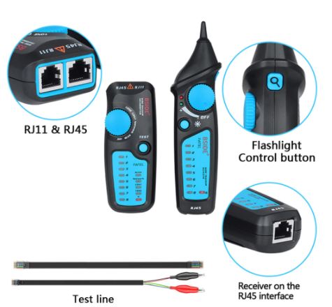 FWT81 5 Tester Rastreador De Cable Rj45 Rj11 Generador de Tonos