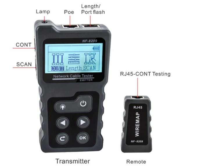 NF8209 5 Tester Rastreador de Cable Generador de Tonos RJ45 NOYAFA