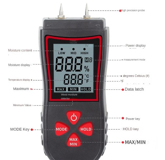Medidor De Humedad De Madera Concreto Nf-568