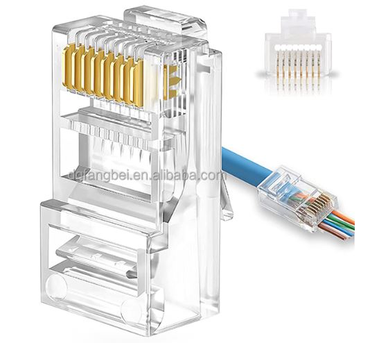 rj45 3 Conector Rj45 Pass Through Cat6- Paquete De 100 Und.