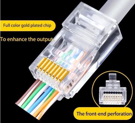rj45 5 Conector Rj45 Pass Through Cat6- Paquete De 100 Und.