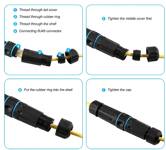rj45 ip 3 Unión Empalme Para Utp Rj45 Ip68 Para Exterior